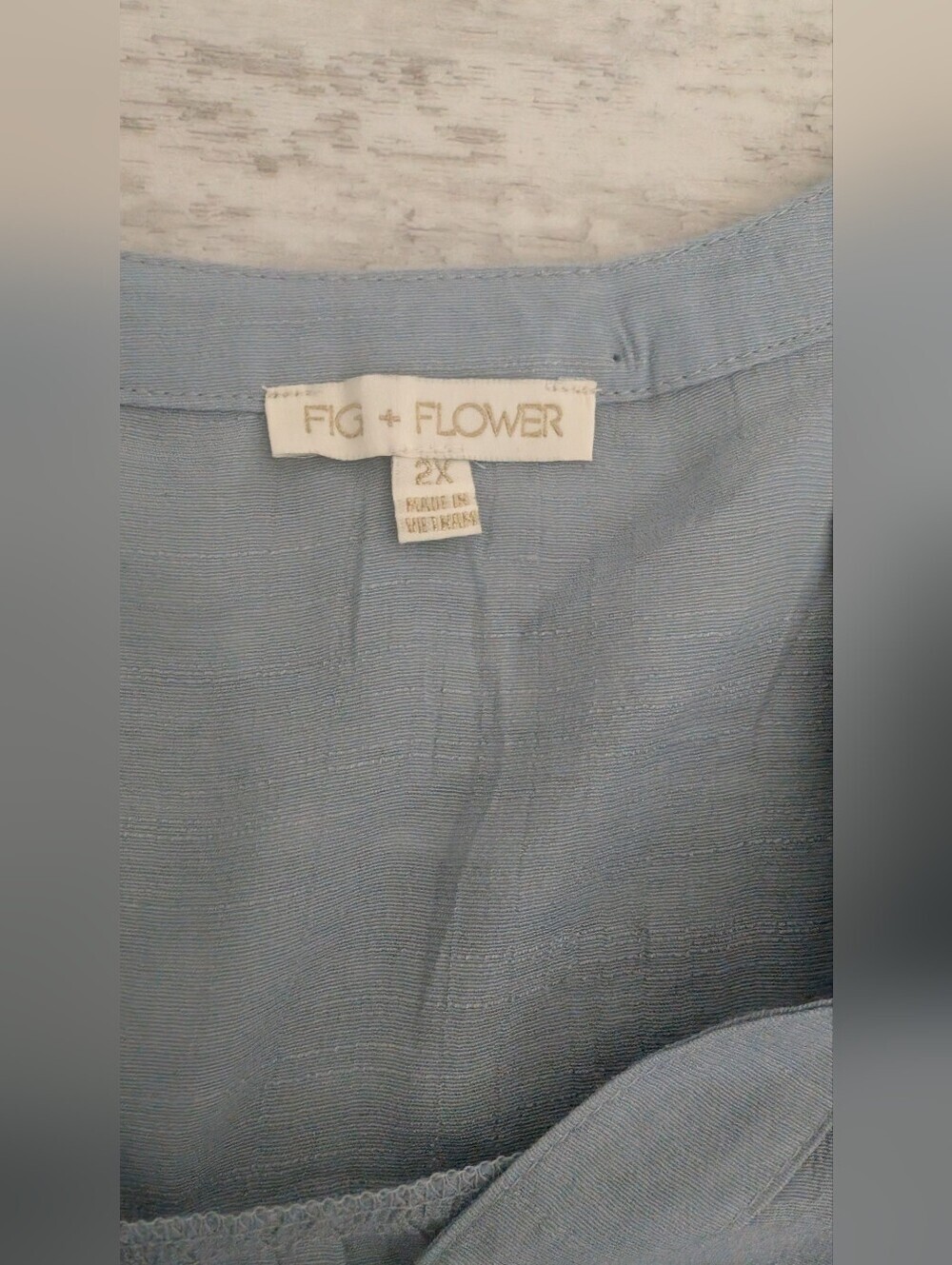 fig and flower Sky Blue Embroidered Button-Down Shirt - Picture 4 of 8